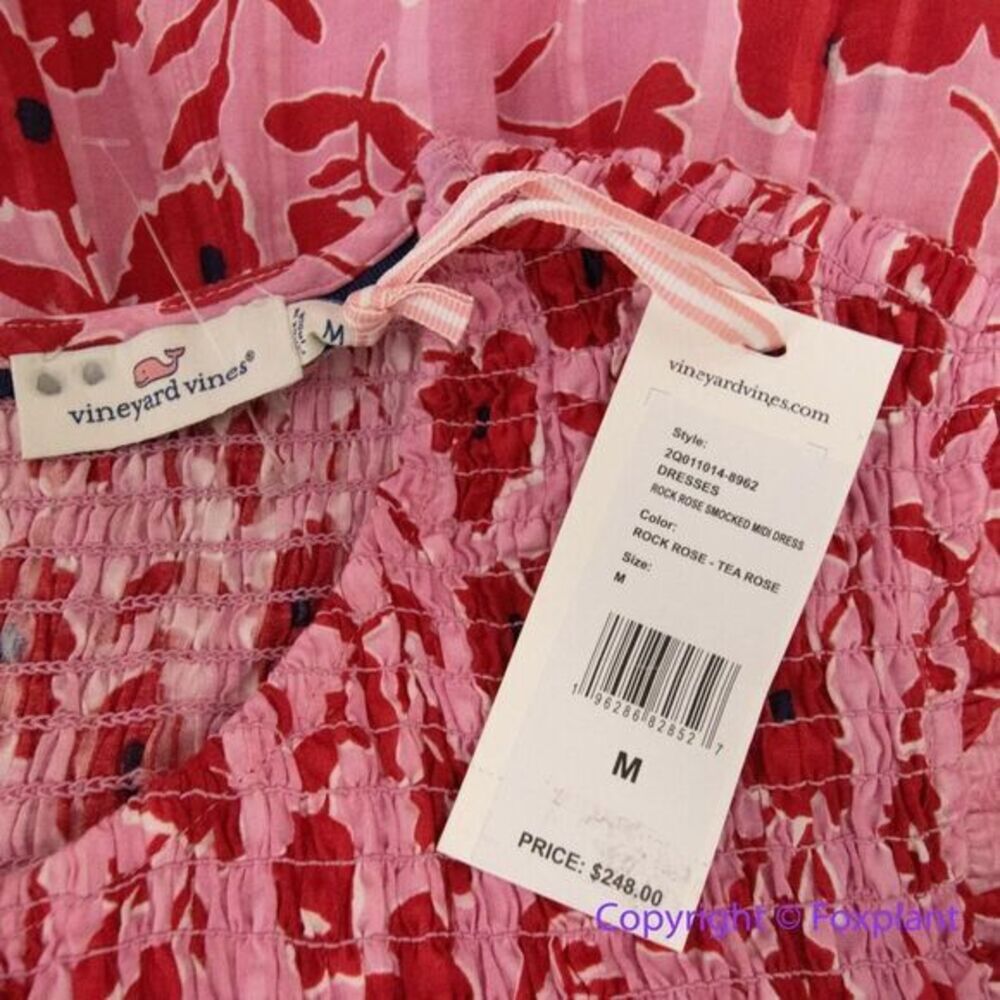 New!  Vineyard Vines Rock Rose Floral Smocked Midi‎ Dress, size M - Picture 14 of 15
